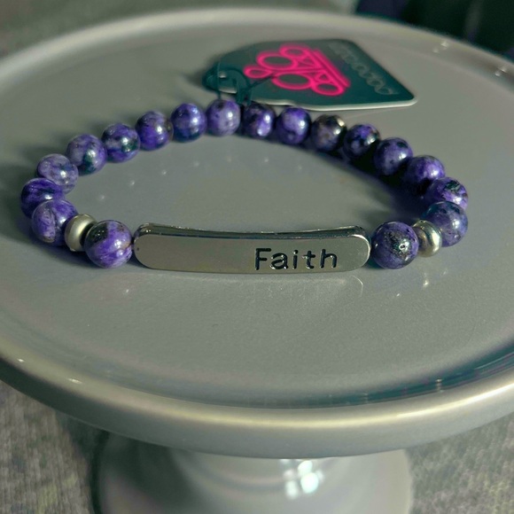 Paparazzi “Faith” Beaded Stretch Bracelet – Purple - Picture 1 of 2